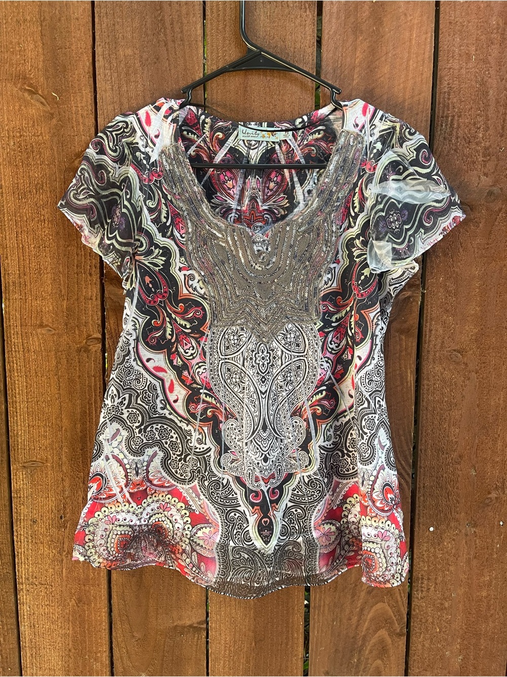 Unity World Wear Y2k Whimsi-Grunge Sequin Yoke Fairy Top Sz PS